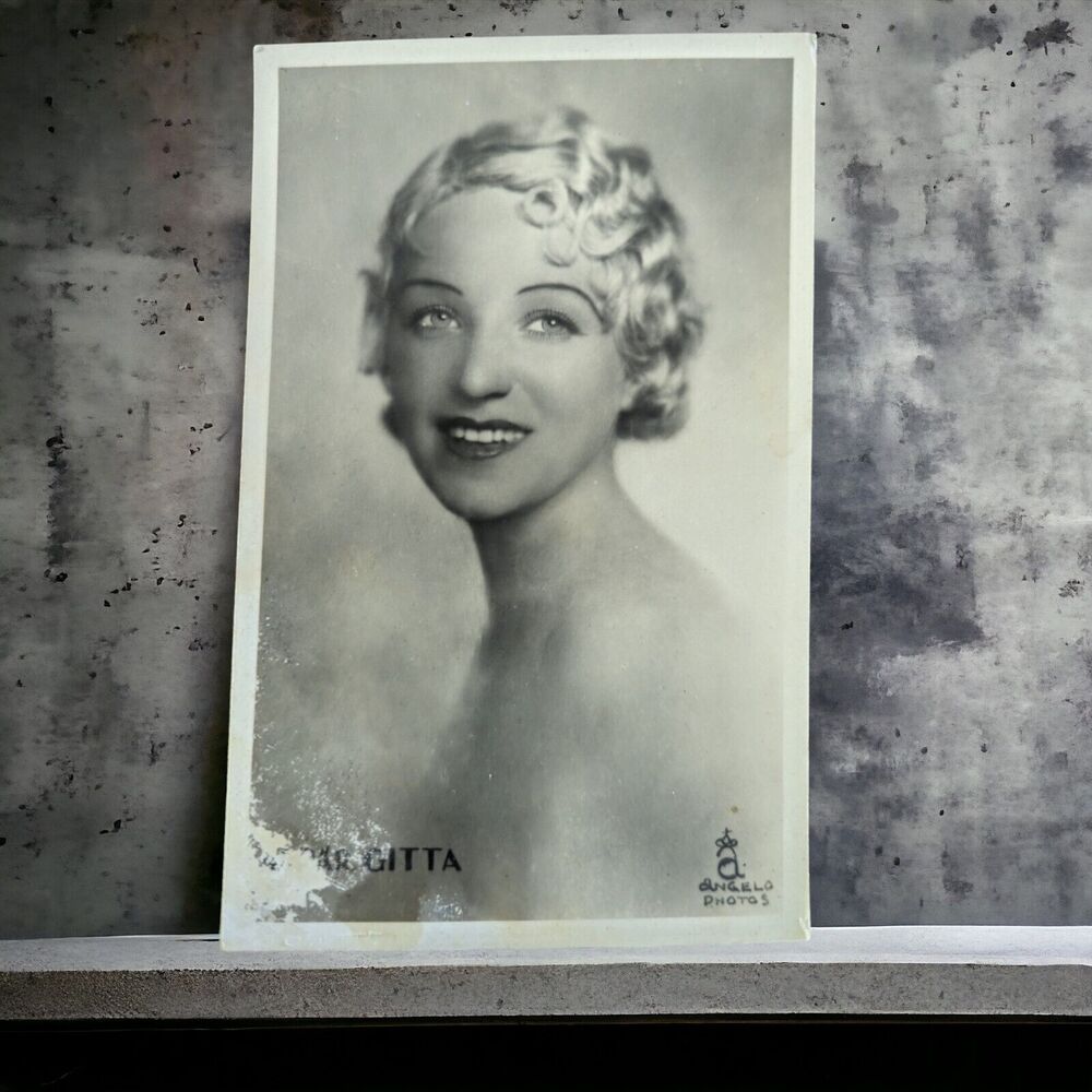 Beautiful Woman Curly Blonde Angelo Studios Vintage RPPC 1900s Starlet Postcard